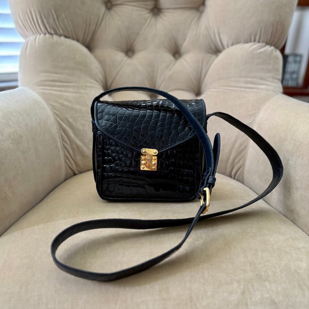 VTG Auth MAURO GOVERNA Italy Genuine Alligator Minaudiere Shoulder Bag